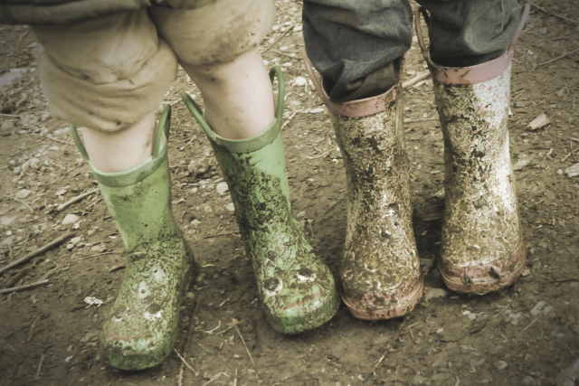 kids in muddy wellies